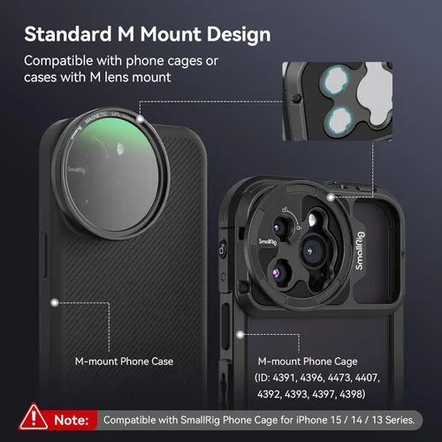 Miniatura 4 de SMALLRIG Kit de filtro de polarizadores circulares magnéticos de 2.047 in para jaula de teléfono SMALLRIG para iPhone 15 Series, filtro polarizador