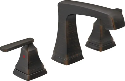 Delta Ashlyn 3564-RBMPU-DST - Grifo de baño de bronce aceitado de 3 agujeros, 8 pulgadas para tocador, montaje de drenaje de metal Push-Pop Bronce