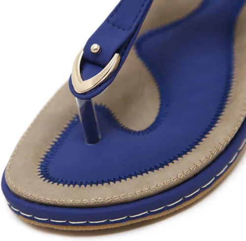 Miniatura 7 de SHIBEVER Sandalias bohemias para mujer de verano con cuentas y tirantes delgados al tobillo, zapatos elegantes