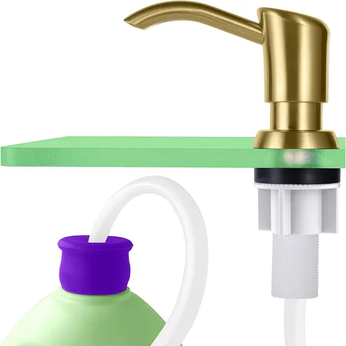 Miniatura 10 de GAGALIFE Dispensador de jabón empotrado en mostrador (níquel cepillado) para fregadero de cocina y kit de tubo de extensión, actualización