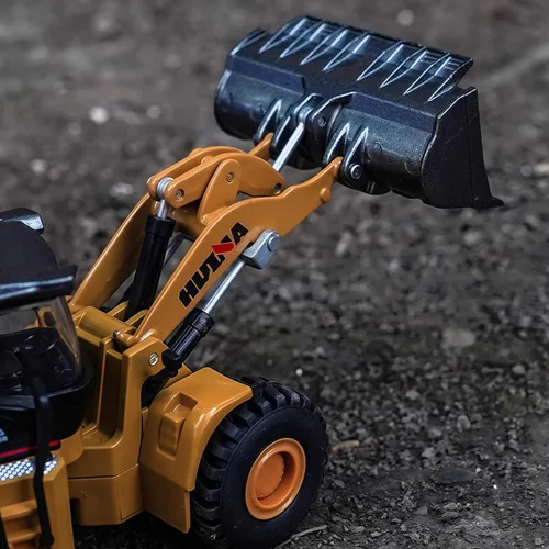 Miniatura 6 de Gemini&Genius Cargador de ruedas de alta resistencia, juguetes para vehículos de construcción a escala 1:60, niveladora fundida a presión, pala