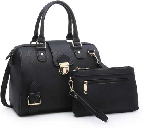 Dasein - Bolso de mano para mujer, diseño de barril, cuero vegano, bolso de hombro, con asa superior, a la moda, bolso de trabajo