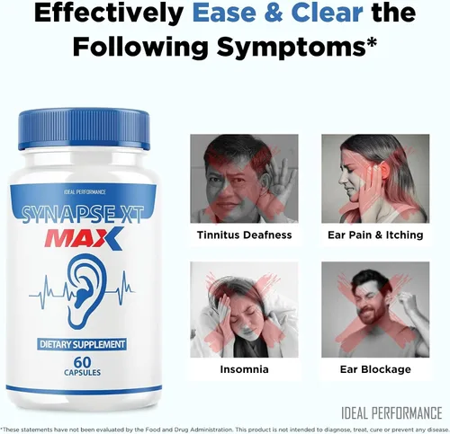 Miniatura 3 de IDEAL PERFORMANCE Synapse XT Max Tinnitus Supplement Pro Premium - Paquete de 2 pastillas de alivio (120 cápsulas)