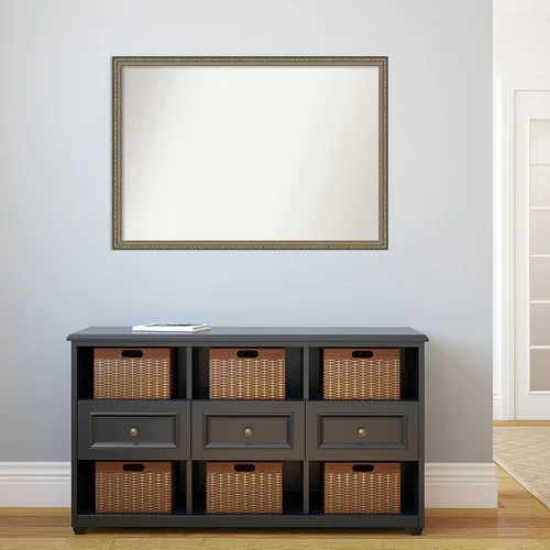 Miniatura 5 de Amanti Art Espejo de baño plateado para sobre el fregadero, 28 x 40 pulgadas, espejo rectangular de plata parisina, marco grande de madera