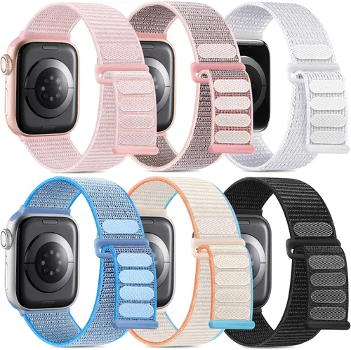 WJK Correas elásticas de nailon compatibles con correas de Apple Watch de 1.496 in 1.575 in 1.614 in 1.654 in 1.732 in 1.772 in 1.811 in 1.929 in