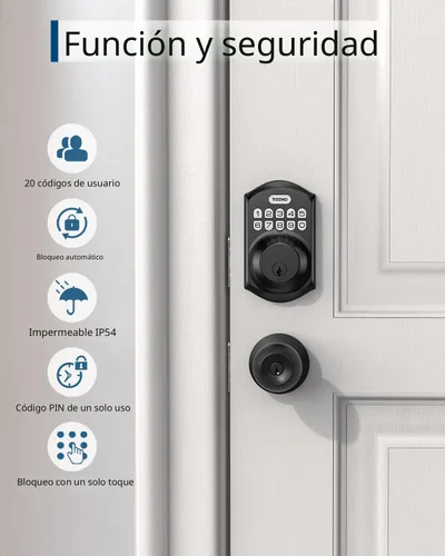 Miniatura 5 de TEEHO TE001 Cerradura de puerta de entrada sin llave con teclado - Cerradura de pestillo inteligente para puerta principal con 2 llaves - Bloqueo