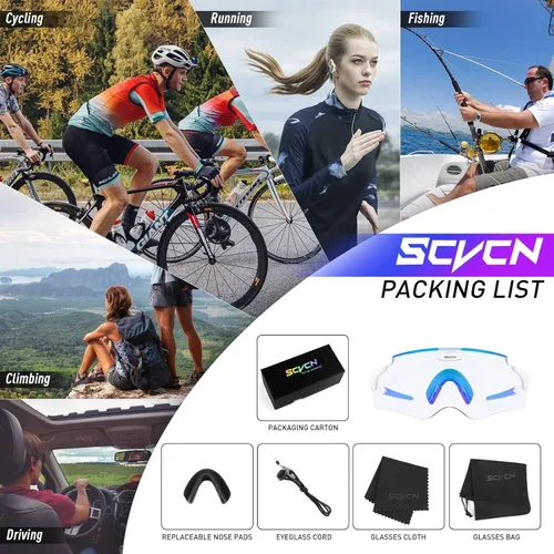 Miniatura 6 de SCVCN Gafas de sol de ciclismo fotocromáticas para hombres y mujeres, gafas de sol deportivas HD MTB para montar en bicicleta de montaña
