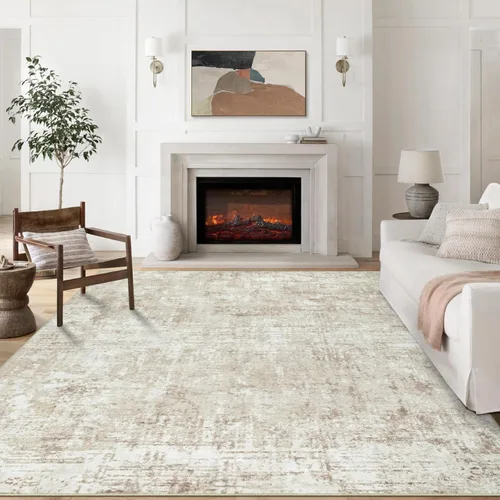 Miniatura 11 de Alfombra lavable de 4 x 6 pies para sala de estar, alfombra grande moderna para comedor y dormitorio, antideslizante, pelo bajo, 4 x 6 pulgadas