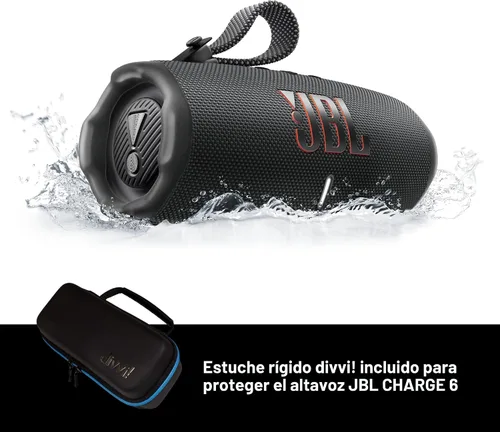 Miniatura 3 de JBL Charge 6 (negro) + paquete con funda protectora rígida divvi! (negro)