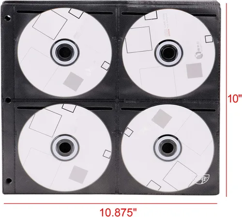 Miniatura 3 de Vaultz - Páginas de inserción de CD, 3 agujeros perforados, 10 x 10.875 pulgadas, 8 CDs/página, 50 páginas/paquete, negro (VZ01415)