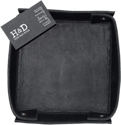 Miniatura 4 de Hide & Drink, Bandeja de cuero Catchall para cambiar, monedas, caja de joyas, gran almacenamiento, hecha a mano, color negro carbón