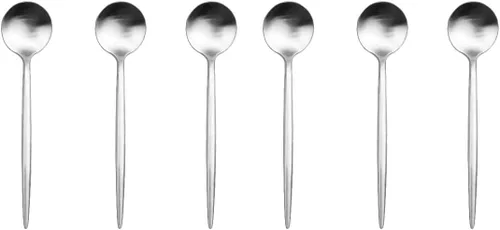 Miniatura 5 de Cubiertos plateados de diseño moderno, 6 piezas de plata mate 304 acero inoxidable tenedor de postre tenedor de ensalada de 7.2 pulgadas, juego