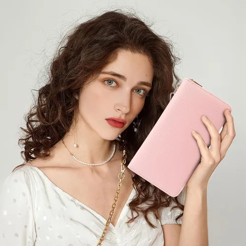 Miniatura 66 de Chelmon - Monedero para mujer de cuero genuino con bloqueo de señal RFID, para tarjetas de crédito