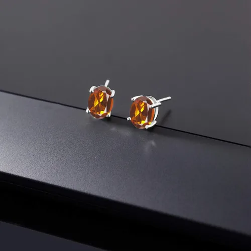 Miniatura 279 de Gem Stone King Aretes de oro de 14 quilates con piedra natal ovalada de 0.315 x 0.236 in Aretes de oro para mujer