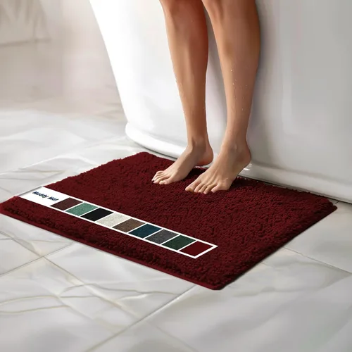 Miniatura 55 de Muddy Mat Alfombras de Baño de Chenilla de Microfibra de Secado Rápido Antideslizantes Lavables, Extra Gruesas, Suaves y Altamente Absorbentes Gris