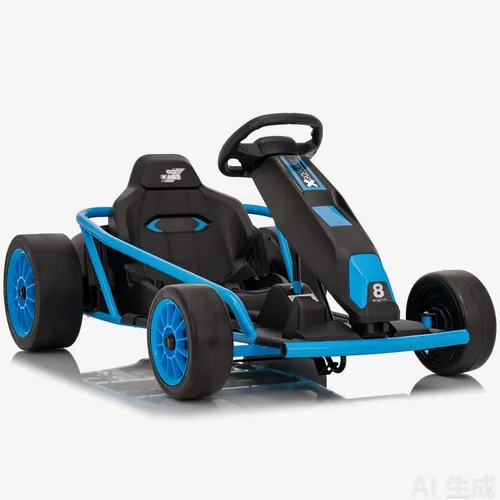 Miniatura 10 de Go Kart de 24 V para niños de 8 a 12 años, 300 W x 2 motores extra potentes, batería grande de 9 Ah de 8.1 MPH de alta velocidad con música, bocina