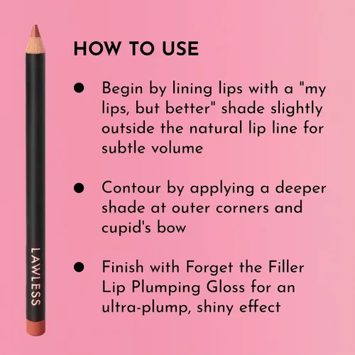 Miniatura 6 de Lawless Forget the Filler Definer Liner - Canela - Delineador de labios premium con ingredientes naturales para proporcionar un aspecto suave con un