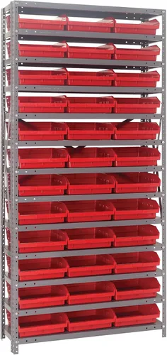Miniatura 621 de Quantum QSBU-245BK Heavy Duty Shelving Unit with (7) Shelves and (24) QUS245 Black Bins for Garage Warehouse Storage Distribution 400 lb Load
