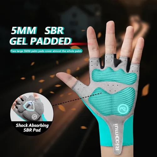 Miniatura 4 de Guantes de ciclismo para hombres y mujeres, guantes de ciclismo sin dedos, antideslizantes, 0.197 in, acolchados, absorben los golpes, transpirables