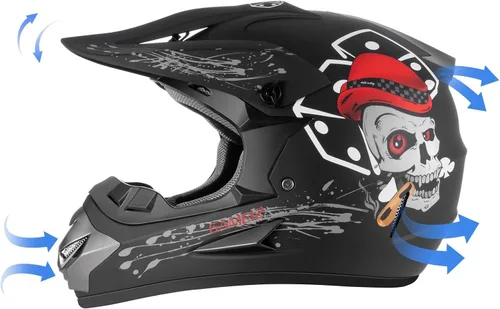 Miniatura 3 de Juego de 4 cascos de motocross para niños y jóvenes (guantes con gafas), casco de motocicleta de cara completa aprobado por DOT, ATV, BMX, bicicleta