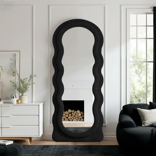 Miniatura 8 de Anpark Espejo de longitud completa de 63 x 24 pulgadas, espejo arqueado ondulado de cuerpo completo para montar en la pared con soporte, marco