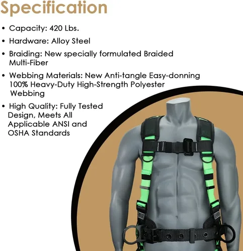 Miniatura 51 de Kit de arnés de protección contra caídas cómodo AFP Demon – Arnés de seguridad de cuerpo completo OSHA/ANSI PPE para trabajo de construcción