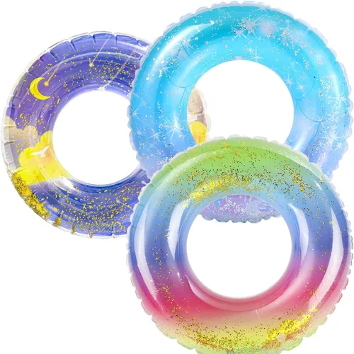 Miniatura 8 de Flotadores de piscina para niños, paquete de 3, anillos de natación inflables para niñas de 4 a 10 años, juguetes de tubos de piscina, flotadores