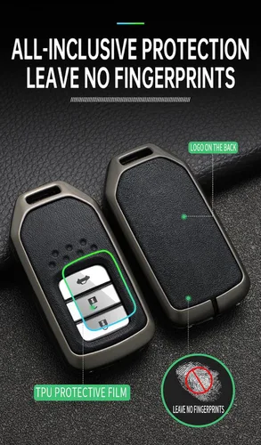 Miniatura 6 de ontto Funda de cuero para llavero de 360 grados de protección para Honda Civic Accord Pilot CRV HRV CRZ Fit Odyssey JED Crosstour Ridgeline Crider