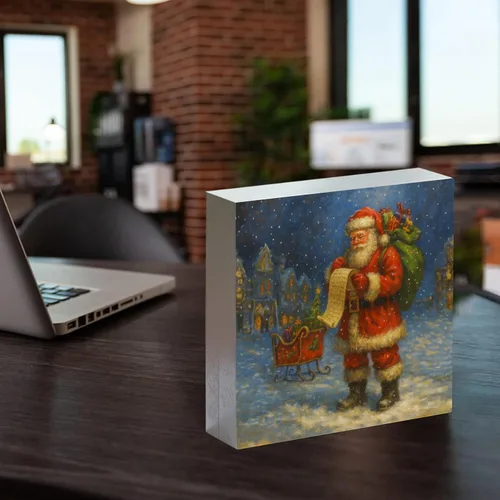 Miniatura 4 de Letrero de madera de Papá Noel – Decoración retro de Navidad de Papá Noel, caja de madera rústica de Satanás para el hogar, cocina, baño, mesa