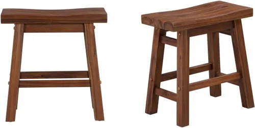 Miniatura 4 de Boraam Sonoma Taburete Alto Tipo Silla de Montar sin Respaldo para Comedor - Castaño con Acabado Cepillado - Juego de 2