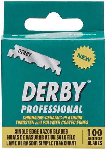 Miniatura 2 de 100 cuchillas de afeitar profesionales Derby de un solo filo (paquete de 2)