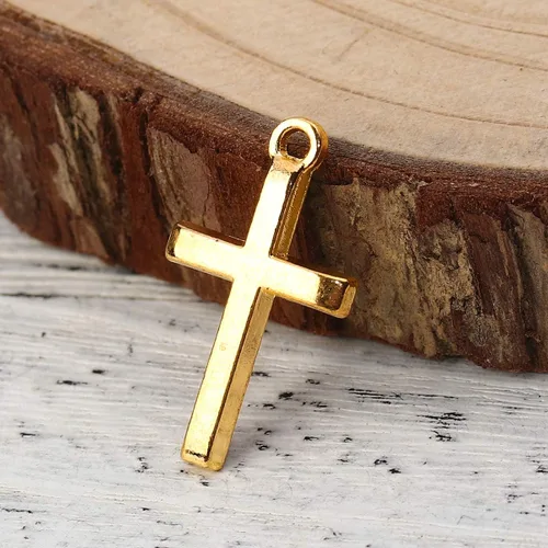 Miniatura 4 de JGFinds Colgantes con dije de crucifijo de cruz, paquete de 150 (50 de cada uno), 1 pulgada x 1/2 pulgada, tono plateado envejecido, bronce/dorado