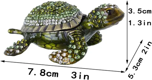 Miniatura 5 de YU FENG Caja de abalorios de tortuga con figuritas de tortuga cajas de joyería con bisagras