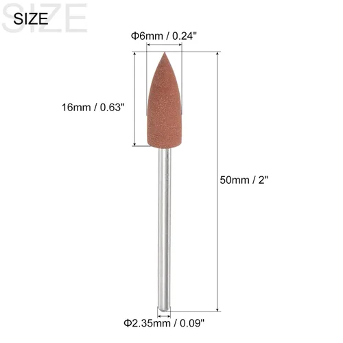 Miniatura 2 de uxcell Piedra montada abrasiva de 80 granos 0.093 in vástago de 1/4 "(6 mm) de diámetro cabezas puntiagudas ruedas de pulido y pulido de piedra