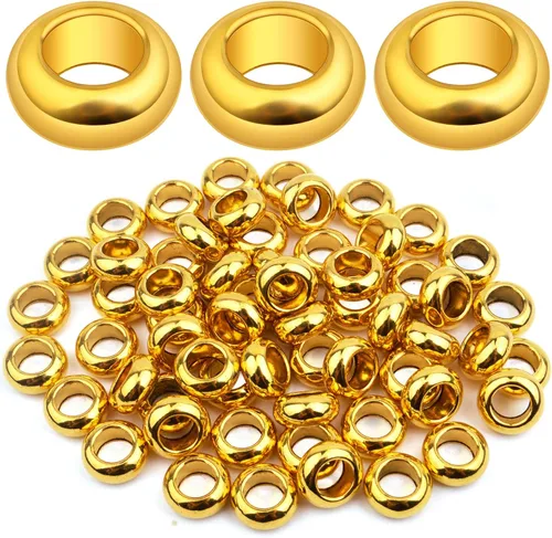 Miniatura 8 de Aylifu 60pcs Rondelle Large Hole Spacer Beads Tibetan European Spacer Loose Hole Metal Beads for Necklace Bracelet Jewelry Making