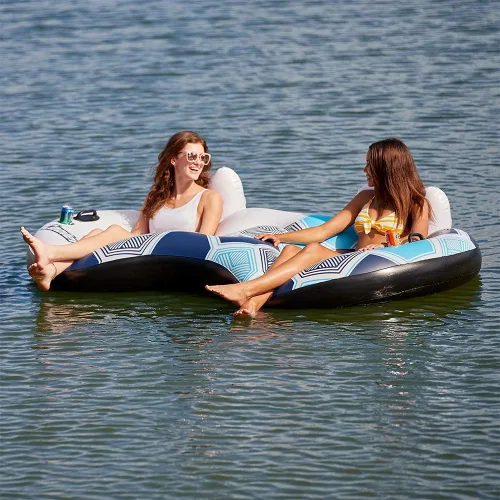Miniatura 2 de Bestway CoolerZ Rapid Rider - Flotador inflable para 2 personas con soporte para tazas, asas, respaldo y parte inferior de malla, color azul