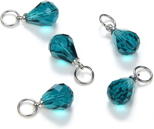 Miniatura 18 de 10 cuentas sueltas de piedra natal de enero de Adabele de 0.394 pulgadas con forma de lágrima austriaca roja y pera, cuentas de gota con anillos