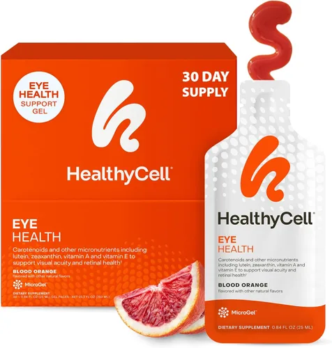 Healthycell Eye Health Suplemento líquido diario – Vitaminas y minerales para los ojos con luteína, zeaxantina, astaxantina y betacaroteno para el
