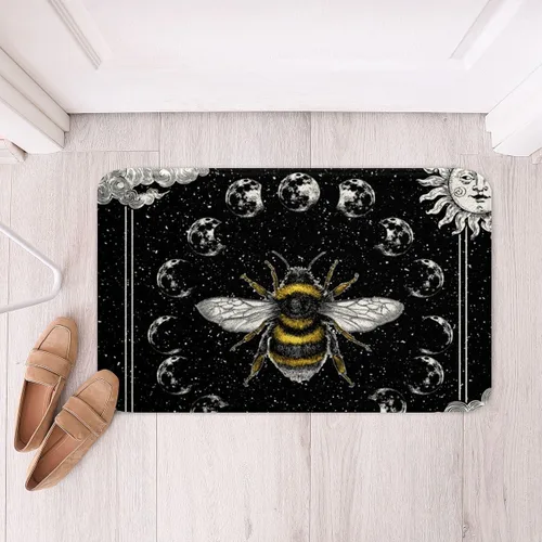 Miniatura 4 de Erosebridal Tapete de baño de abeja, sol y luna, decoración de habitación de galaxia trippy de 16 x 24 pulgadas, alfombra de baño de noche