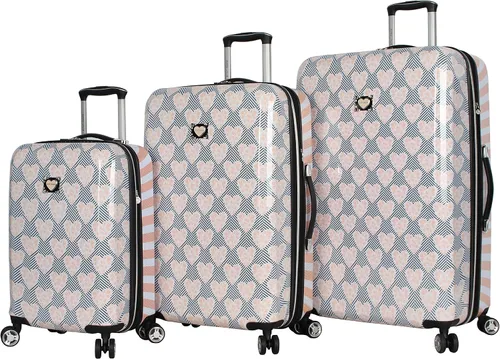Betsey Johnson Maleta rígida de equipaje de 3 piezas con ruedas giratorias (20 pulgadas, 26 pulgadas, 30 pulgadas) (talla única, puntal flamenco)..,