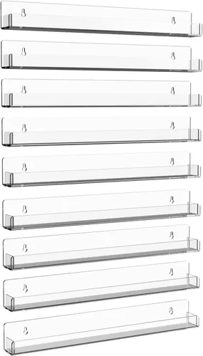Miniatura 11 de Estante acrílico para especias de montaje en pared, estantes flotantes transparentes de 15 pulgadas, estantería colgante invisible para niños