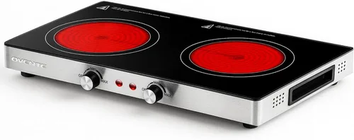 Miniatura 9 de OVENTE Quemador Individual de Cerámica Infrarroja, Placa Caliente Eléctrica de Encimera de 1200W con Vidrio Cristalino Negro, Superficie de Cocción