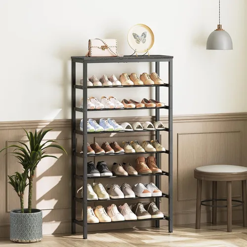 Miniatura 2 de YATINEY Zapatero alto de 8 niveles, organizador de almacenamiento de zapatos de gran capacidad, estante de zapatos independiente para armario