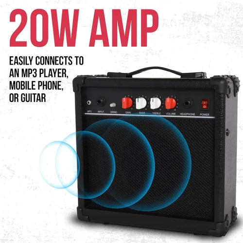 Miniatura 3 de LyxPro Guitarra eléctrica de 30 pulgadas y kit de iniciación para niños con guitarra para principiantes de tamaño 3/4, amplificador, seis cuerdas