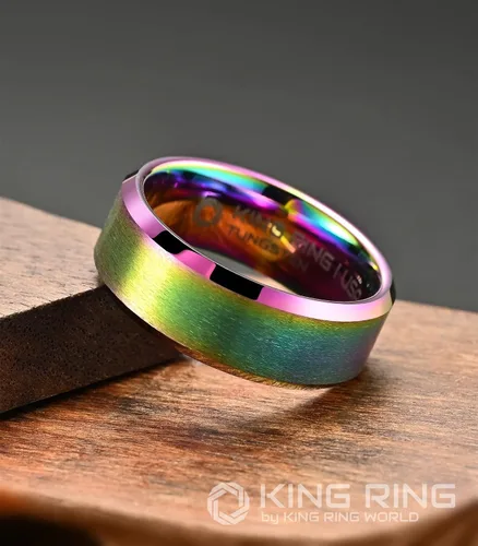 Miniatura 3 de King Ring Anillos de tungsteno de 4680.394 in Anillos de tungsteno con acabado mate superpulido, coloridos, diseñados en Estados Unidos