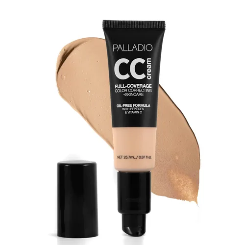 Miniatura 11 de Palladio Crema CC de Corrección de Color de Cobertura Completa, Sin Aceite con Péptidos y Vitamina C, Base de Cobertura Ajustable