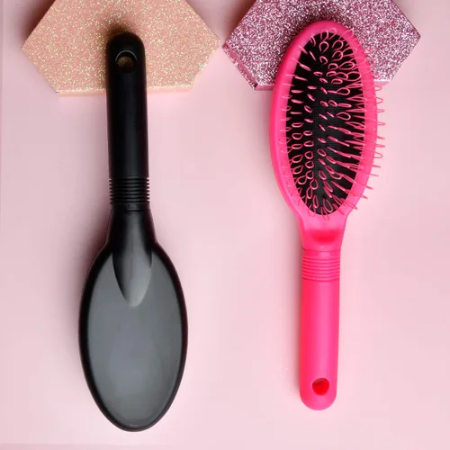 Miniatura 6 de Loop Wig Brush Akamino - Cepillo desenredante para cabello humano y sintético Remy, rosa y negro, 2 piezas