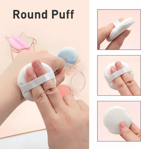 Miniatura 3 de 4 almohadillas de algodón para polvo, esponja de maquillaje suave para base de polvo suelto, almohadillas para la cara, base cosmética corporal 3.15