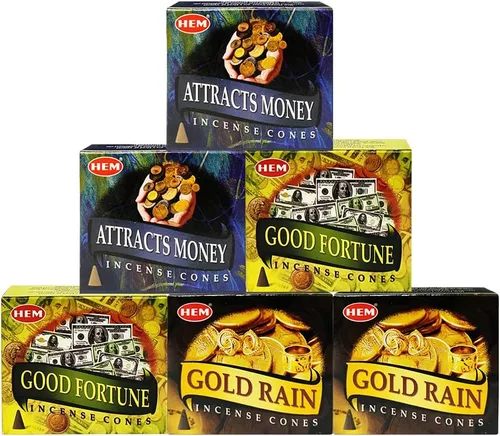 Miniatura 2 de Paquete variado de conos de incienso y soporte de lluvia dorada de Hem Trumiri Insense Insence Atracts Money Good Fortune